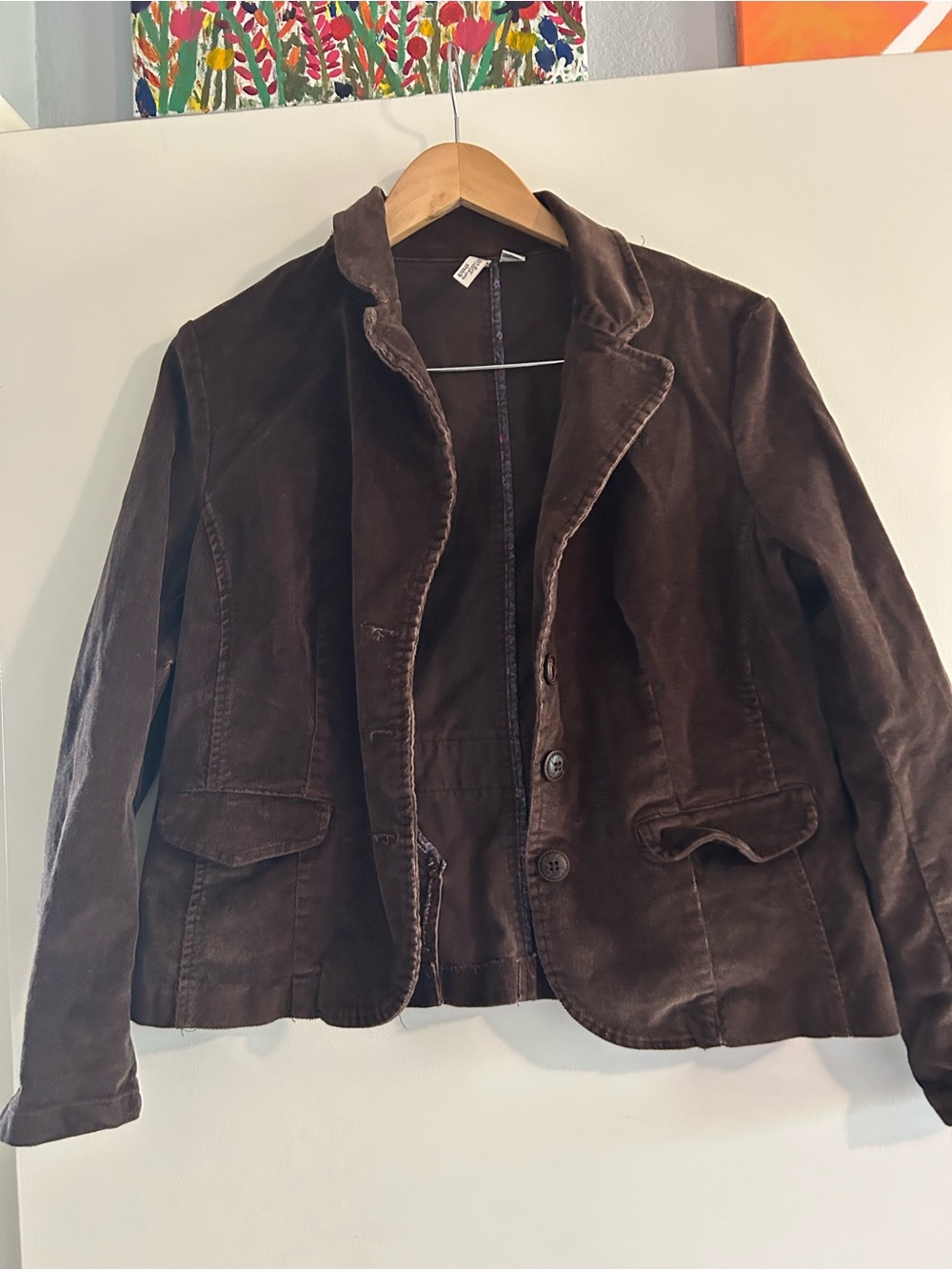 Corduroy Notch Lapel Blazer in Dark Brown